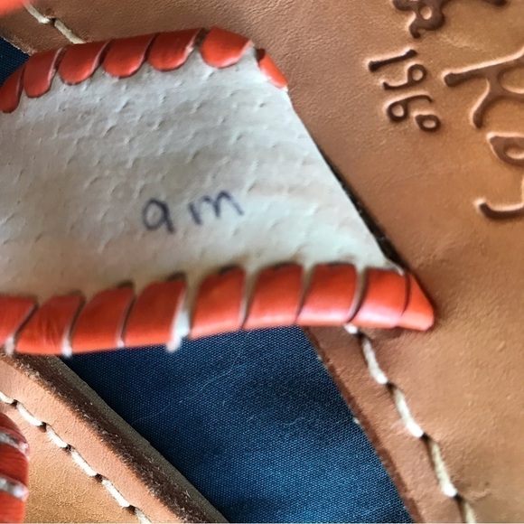 JACK Rogers burnt orange canvas and leather slip on thong sandal. Size 9. - Picture 7 of 8